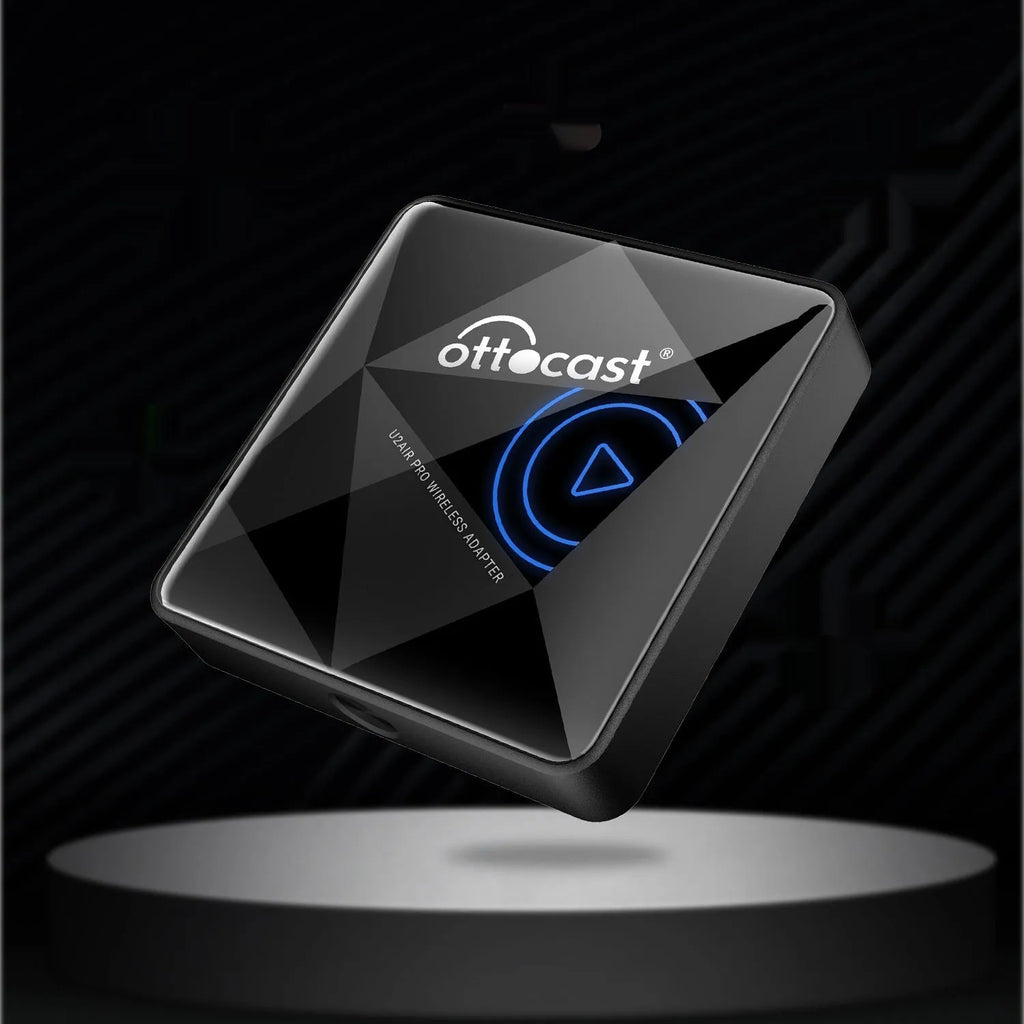 Black Wireless Car Bluetooth AIBOX with Type-C connector measuring 59x59x150mm