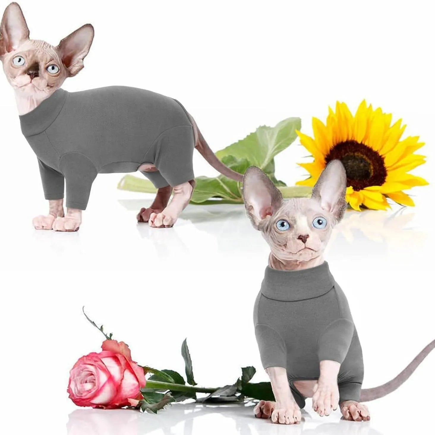 Turtleneck pullover cat sweater for hairless breeds with long sleeves and soft fabric