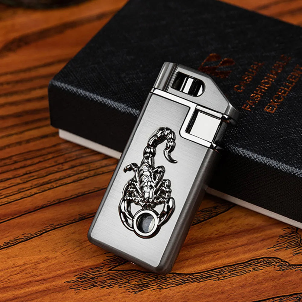 F284 zinc alloy gas lighter in compact metal housing, gold finish, 65mm length