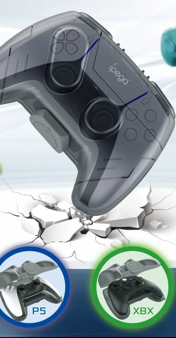 Transparent grey plastic game controller protection box showing hard shell construction