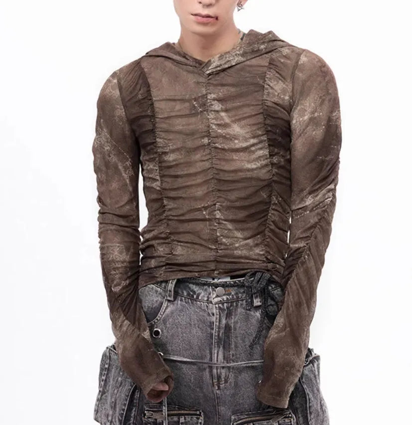 Boys lightweight ice silk bottoming shirt in picture colour with printing pleating design
