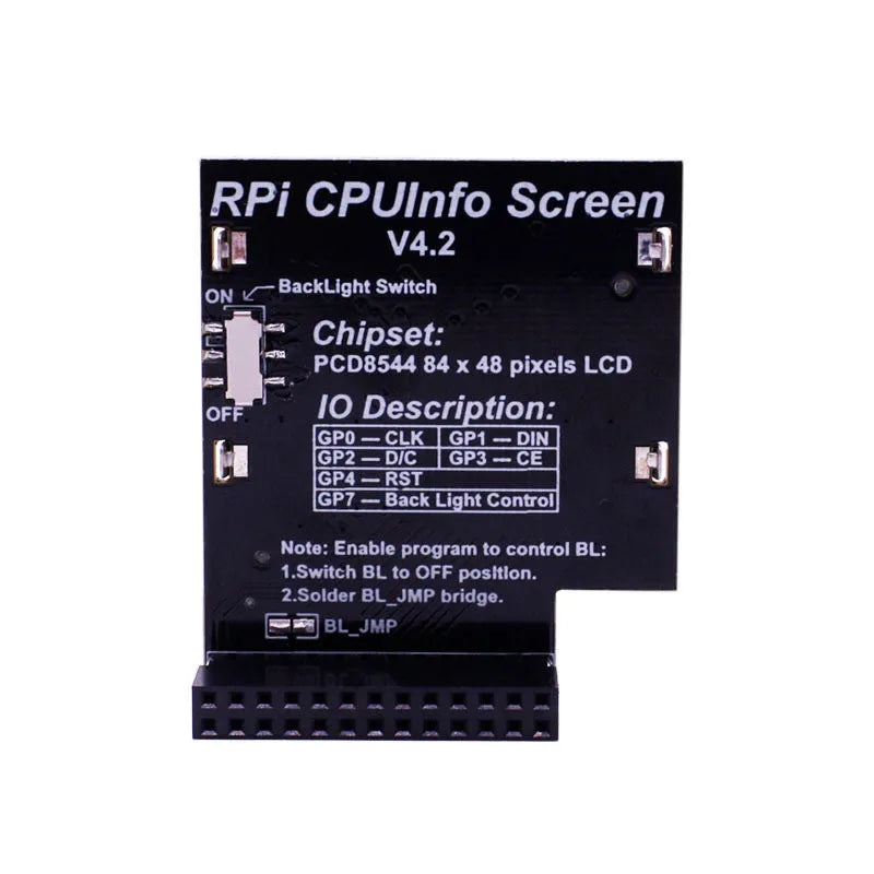 1.6 inch LCD display for Raspberry Pi showing CPU information with a backlight switch.