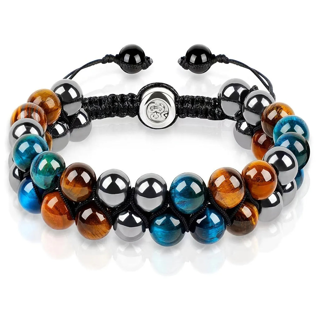 Manually crafted alloy unisex bracelet with auspicious elephant design and multiple gemstone variations