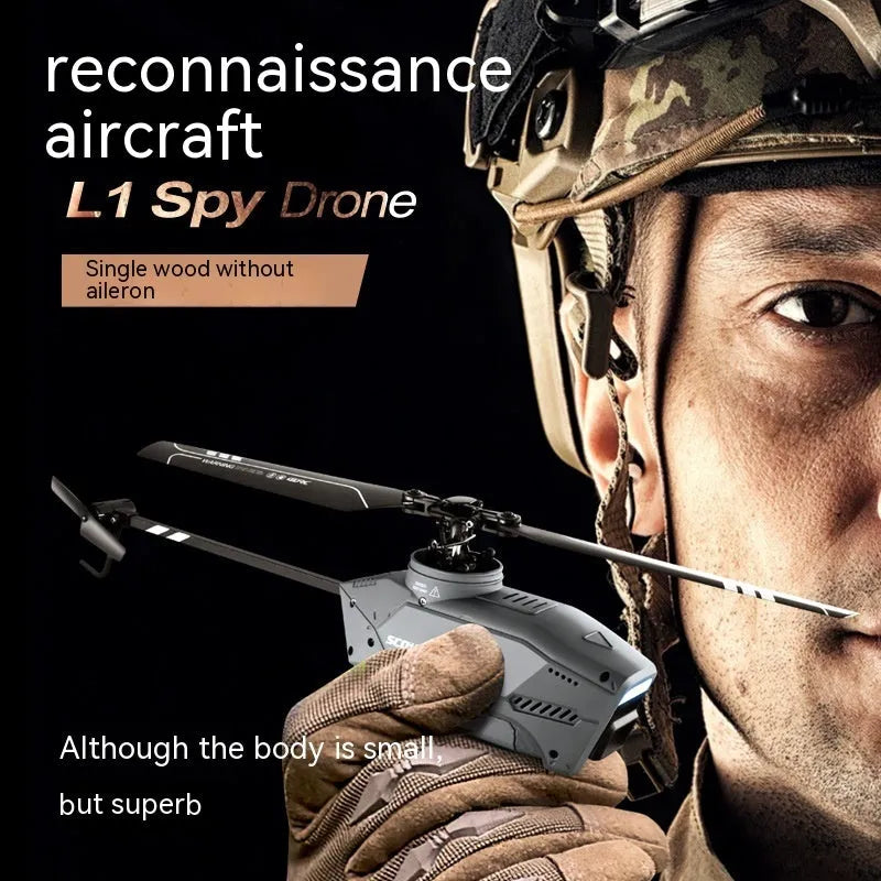 Silver remote control drone with 8K dual camera, optical flow stability, follow mode and stunt flight, under 30cm