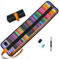 Set of 50 wooden oil-based coloured pencils in a case, showing the range of colours.