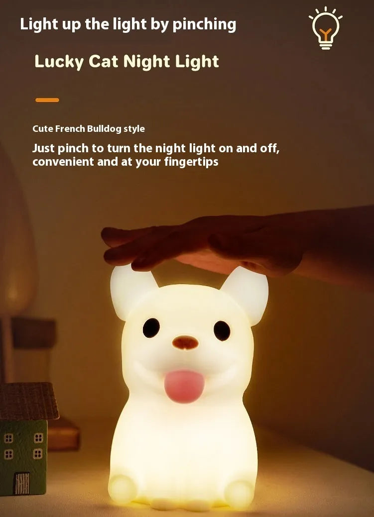 Silicone USB night light with cartoon animal design and dimming function for bedroom ambience