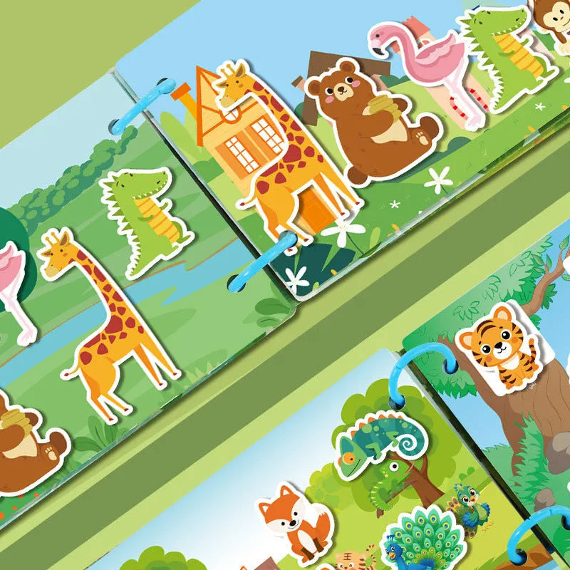 Paper educational toy set for children aged 3-6 years showing animal version with colourful illustrations