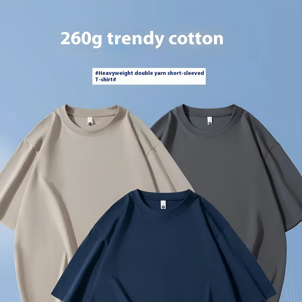 Cotton blend short sleeve pullover top in slim fit with collage stitching, available in multiple solid colours