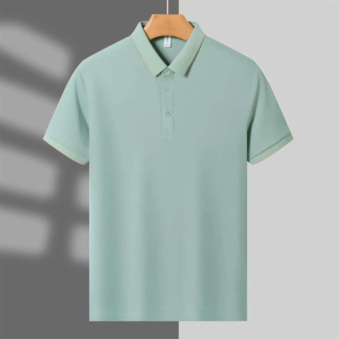 Men's summer polo shirt in polyester blend available in multiple colours including dark green and white