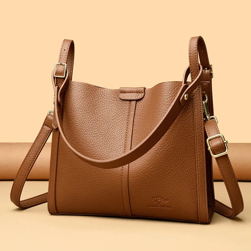 Soft PU retro shoulder bag in vertical square shape with internal organiser compartments in selected colour