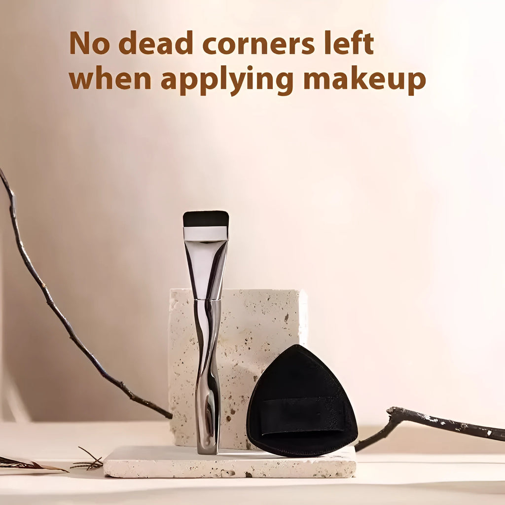 Spiral powder foundation brush with artificial fibre bristles and matching storage box