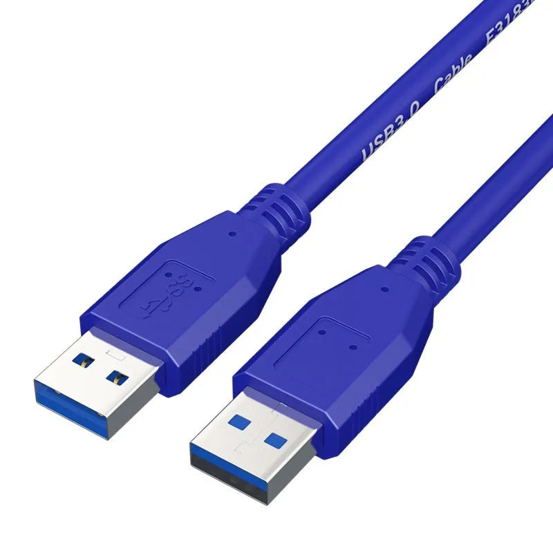 USB 3.0 public-to-public data cable with nickel-plated connectors for external hard drive connection.