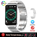 Smart watch health bracelet with IPS screen, touch button, silicone or steel strap in black or silver