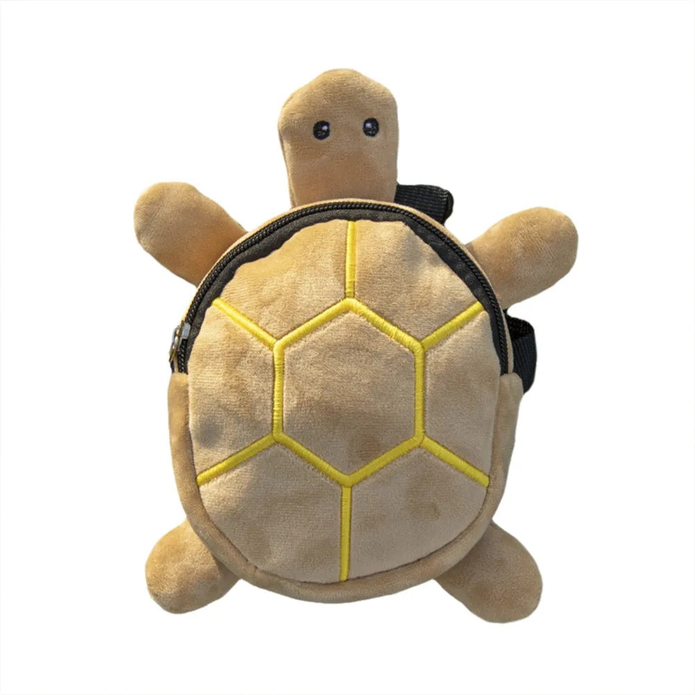 Cartoon turtle shape velvet dog backpack harness vest with metal zipper in brown colour