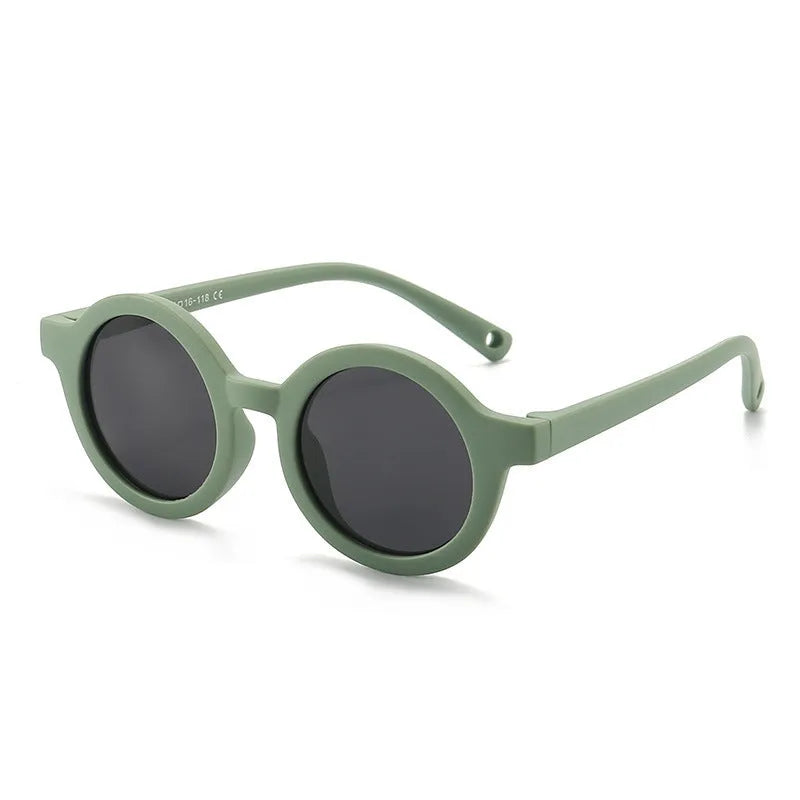 Children's silicone sunglasses with round frame and polarized lenses for 0-3 year olds