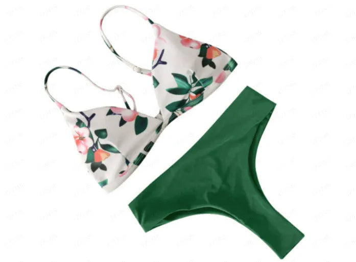 Women's gradient print bikini set, polyester nylon, sizes S to 2XL, colours A B C, sleeveless briefs swimwear