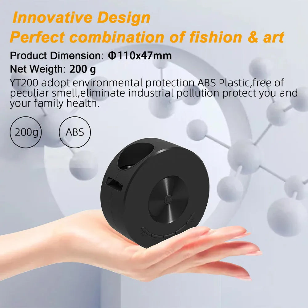 Black mini portable projector for mobile phones measuring 110mm with compact design for children's entertainment