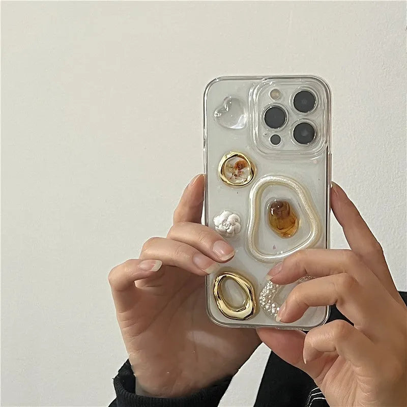Retro special-shaped gem epoxy phone case in emerald green for iPhone, showing drop-resistant protective cover