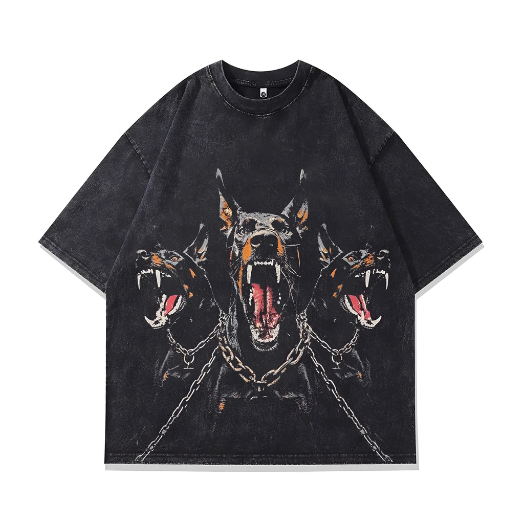 Men's cotton T-shirt with character pattern design in loose fit with short sleeves