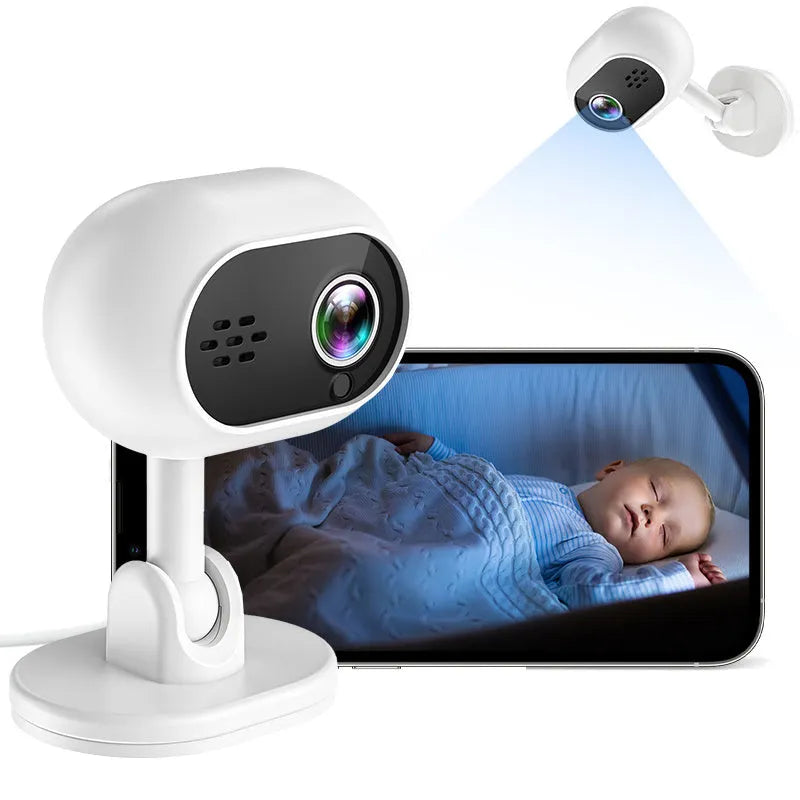 White 1080P HD mini WiFi IP camera with night vision for home monitoring