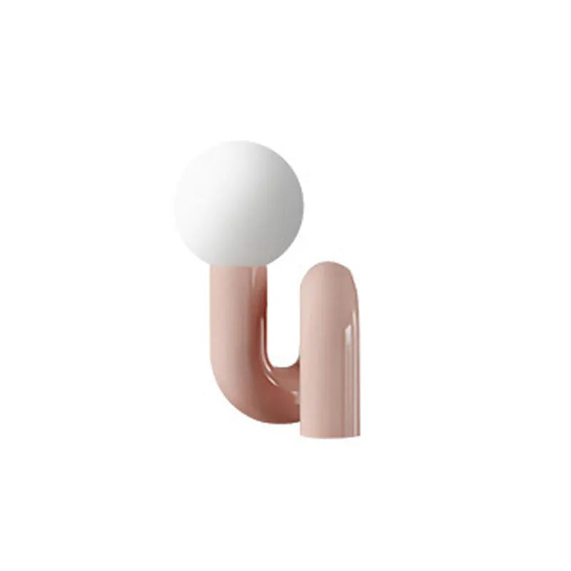 Pink and white resin bedside lamp with graphic customisation option for children's bedrooms