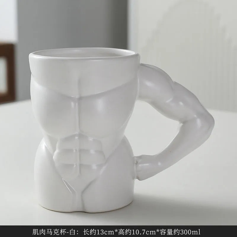 Muscle Men's Mug ceramic 300ml Matte Black creative coffee cup with muscle design