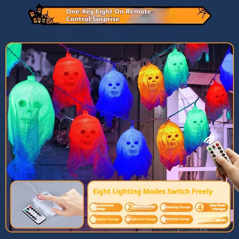 Halloween coloured lights with battery box for indoor wall decoration in plastic housing