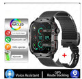 QX11 Smart Bluetooth Watch in black with zinc alloy case and leather strap showing touch screen display