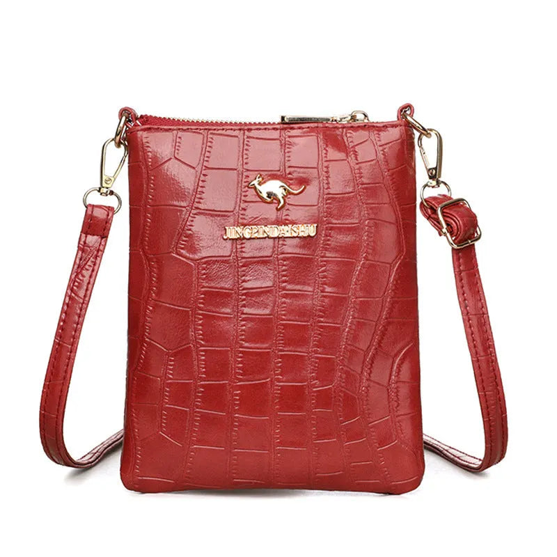 PU leather shoulder messenger bag with sewing thread accents in square vertical shape