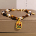 Glass bamboo women's bracelet in amber colour with polished finish