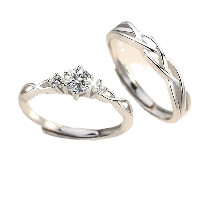 Couple's ring in zinc alloy with electroplating, shown in heart, leaf, U-shape, or geometric shape for men or women.