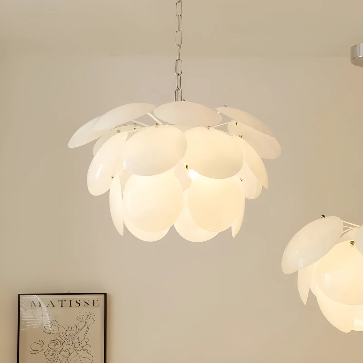 Round glass pine ceiling light in 45cm and 55cm diameters, 110V, for living room and bedroom