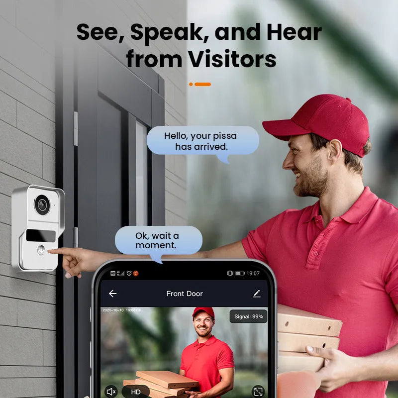10-inch wireless video intercom doorbell system with 1080P camera and real-time monitoring display
