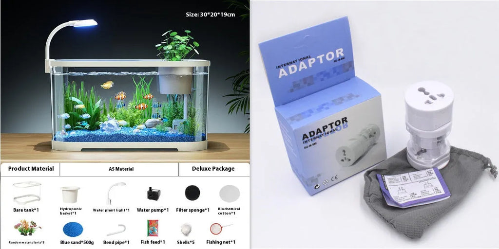 Desktop smart fish tank with ecological filter system in luxury black finish