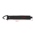 Black heavy-duty storage strap with carabiner hook and gravity strap climbing button for tool organisation