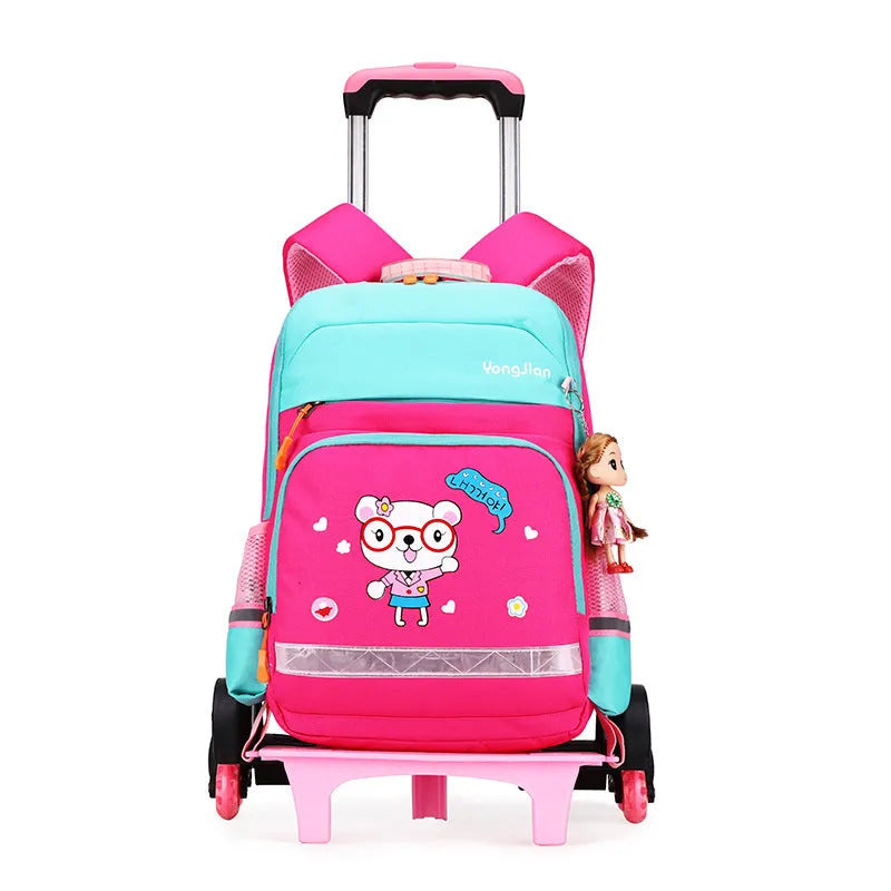 Korean detachable trolley backpack for elementary school students in red or black
