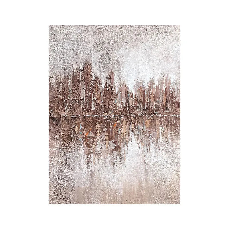 Hand-painted abstract oil painting on canvas, vertical one-panel, rolled and frameless, for living room or home office wall decor