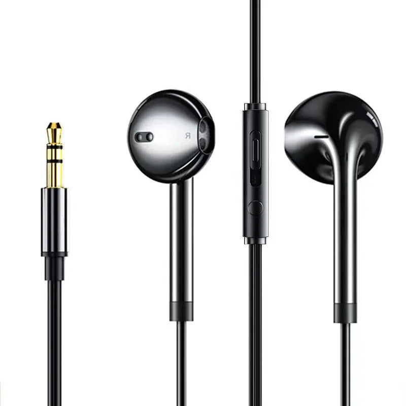 Black wired over-ear headphones with 3m cable, 3.5mm plug and built-in microphone, PC earmuffs