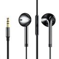 Black wired over-ear headphones with 3m cable, 3.5mm plug and built-in microphone, PC earmuffs