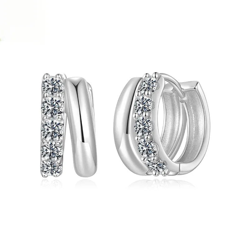 925 silver Ziyun double layer moissanite ear clip in silver finish with certificate