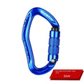 Automatic lock climbing carabiner in choice of black, blue, orange, red, or silver.