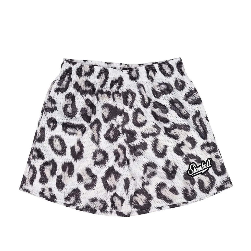 Men's leopard print quick-dry sports shorts with animal pattern design for basketball and gym workouts
