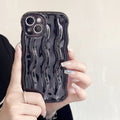 Electroplated water ripple iPhone case in silver with anti-fall TPU construction for iPhone 11-14 models.