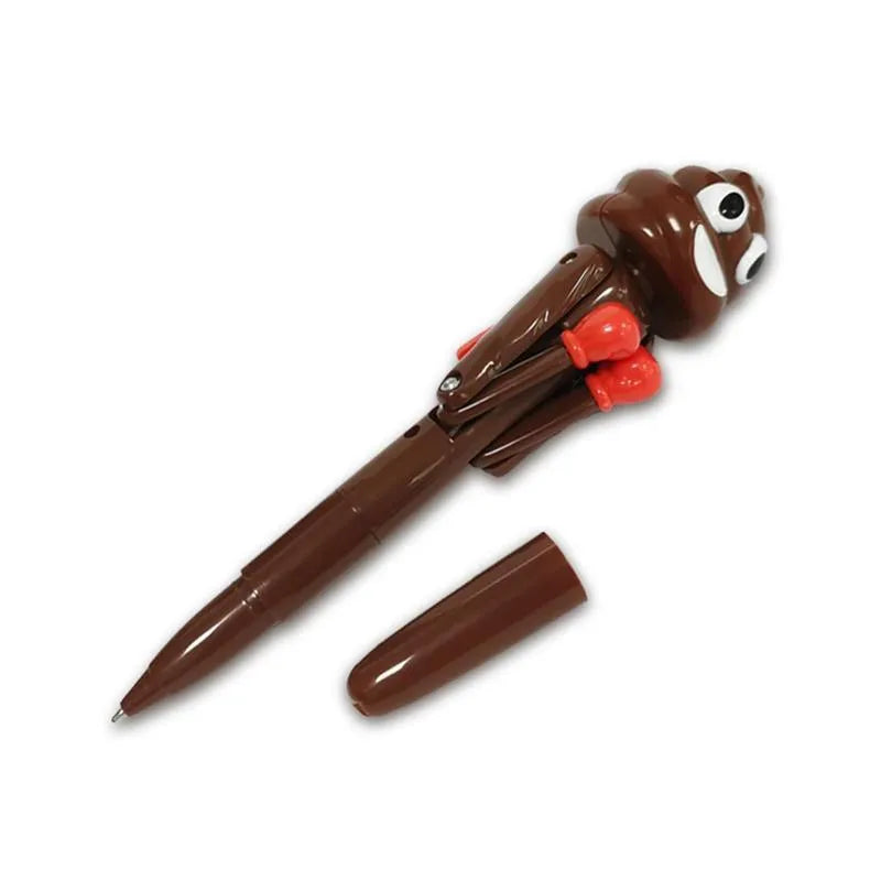 Creative trick ballpoint pen poop box in dark coffee plastic colour for teenagers