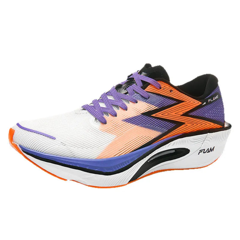 Marathon full palm carbon plate running shoes in orange colour with fabric upper and MD sole