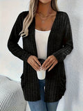 Solid colour long sleeve cardigan in loose fit available in extended sizes 1XL to 5XL