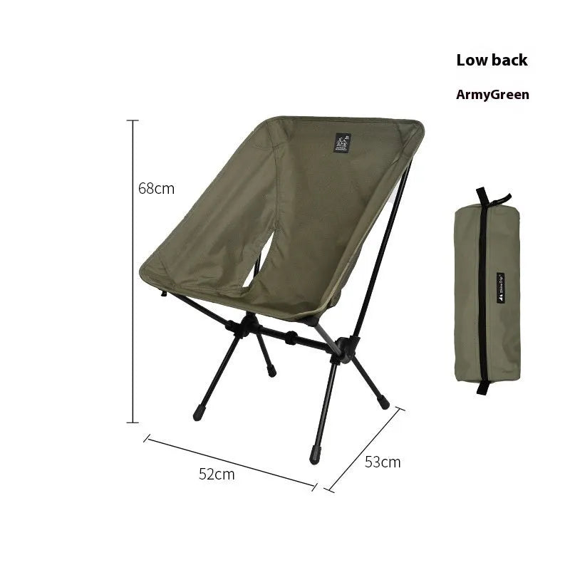 Aluminium alloy folding moon chair with Oxford cloth seat in army green colour