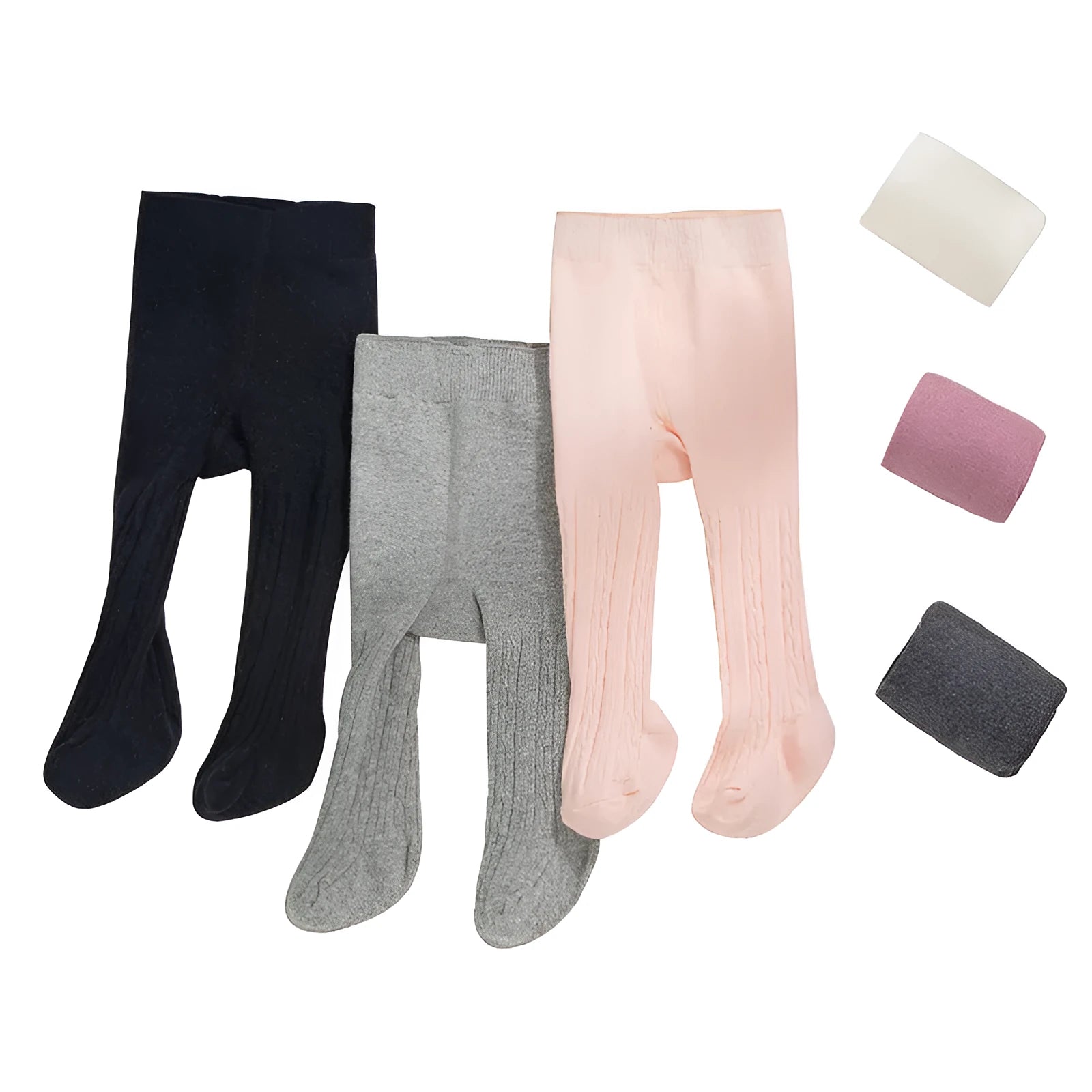 Solid colour cotton baby leggings with footed design in pink, white, and gray for 0-24 months