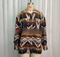 Women's retro style Aztec print woolen jacket in three colour options with long sleeves