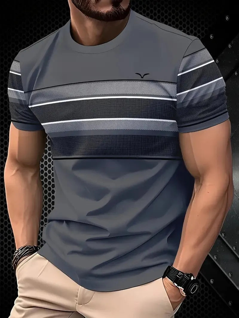 Men's loose fit polyester t-shirt in grey colour with short sleeves